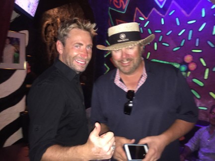 Chad Kroger from Nickelback and Toby Keith hanging out together at the Cabo Wabo 